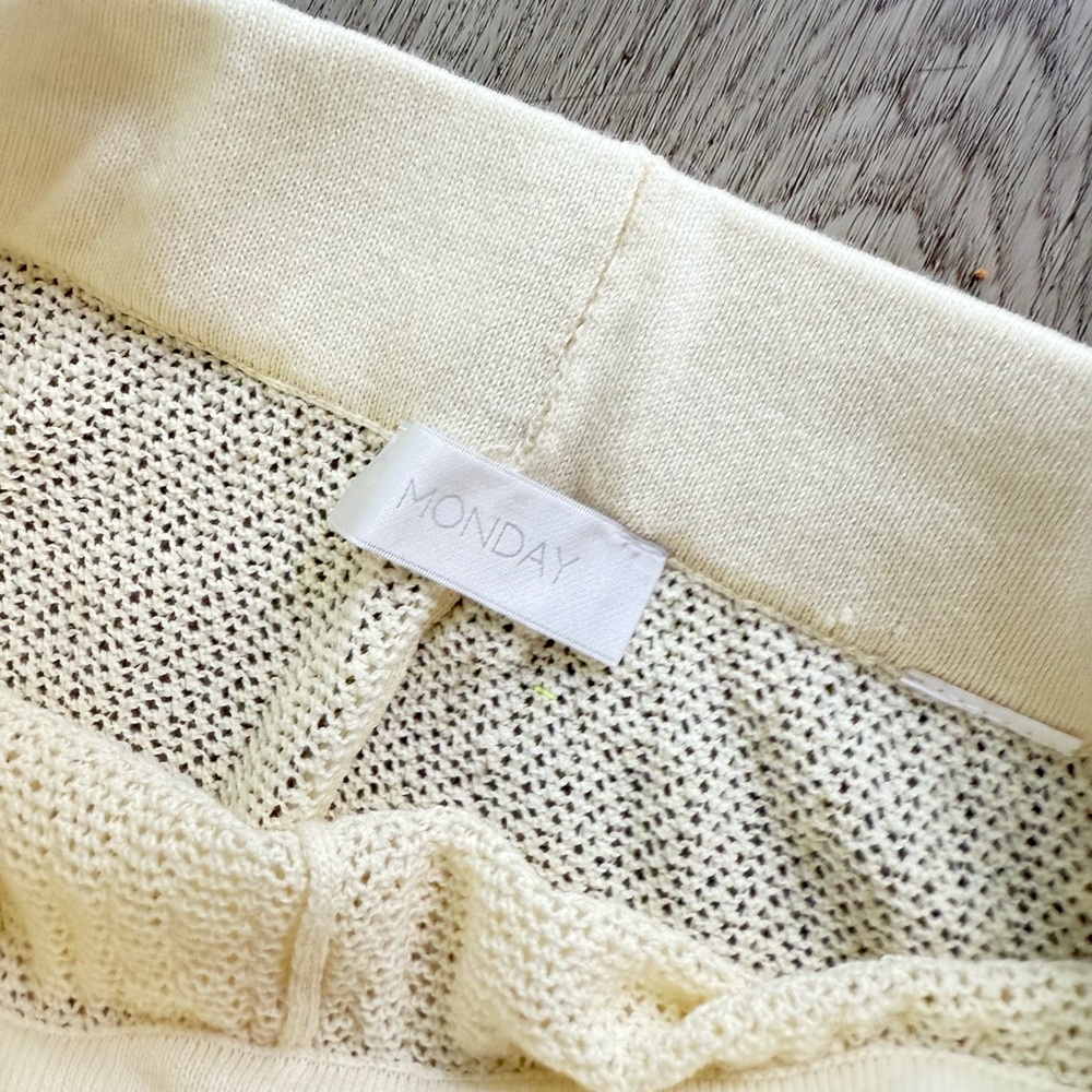 monday swimwear ivory knit wide leg high waist bikini cover up pants size XS (P) - Picture 5 of 6